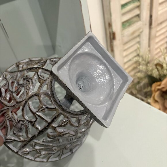 Cast Iron Grey Bird Branch Pedestal Planter Decorative Freestanding Basket - Picture 6 of 6